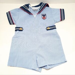 Vintage Little Bit Infant Romper Size 6/9 Months Boys Nautical Sailor Style